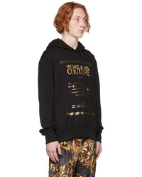 schwarzer bedruckter Pullover mit einem Kapuze von VERSACE JEANS COUTURE