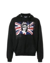 schwarzer bedruckter Pullover mit einem Kapuze von Boy London