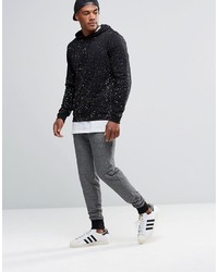 schwarzer bedruckter Pullover mit einem Kapuze von Asos