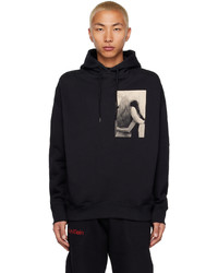 schwarzer bedruckter Pullover mit einem Kapuze von Calvin Klein