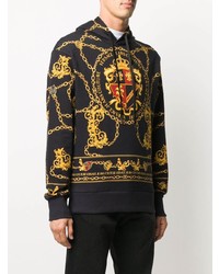 schwarzer bedruckter Pullover mit einem Kapuze von VERSACE JEANS COUTURE