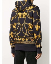 schwarzer bedruckter Pullover mit einem Kapuze von VERSACE JEANS COUTURE