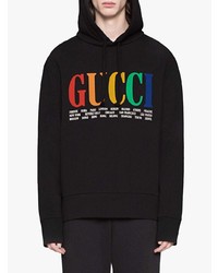 schwarzer bedruckter Pullover mit einem Kapuze von Gucci