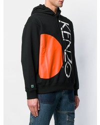 schwarzer bedruckter Pullover mit einem Kapuze von Kenzo