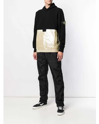 schwarzer bedruckter Pullover mit einem Kapuze von Stone Island