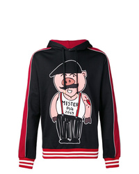schwarzer bedruckter Pullover mit einem Kapuze von Dolce & Gabbana
