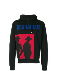 schwarzer bedruckter Pullover mit einem Kapuze von DSQUARED2