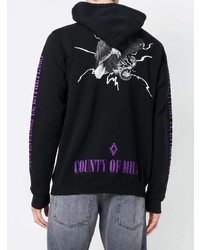 schwarzer bedruckter Pullover mit einem Kapuze von Marcelo Burlon County of Milan