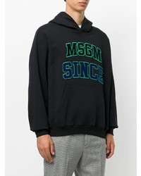 schwarzer bedruckter Pullover mit einem Kapuze von MSGM