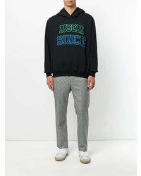 schwarzer bedruckter Pullover mit einem Kapuze von MSGM