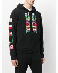 schwarzer bedruckter Pullover mit einem Kapuze von Marcelo Burlon County of Milan