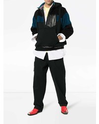 schwarzer bedruckter Pullover mit einem Kapuze von Facetasm