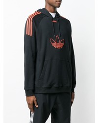 schwarzer bedruckter Pullover mit einem Kapuze von adidas