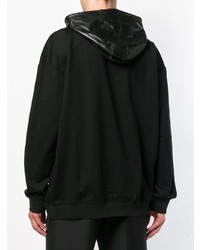 schwarzer bedruckter Pullover mit einem Kapuze von Les Hommes