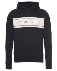 schwarzer bedruckter Pullover mit einem Kapuze von Gant
