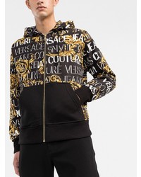 schwarzer bedruckter Pullover mit einem Kapuze von VERSACE JEANS COUTURE