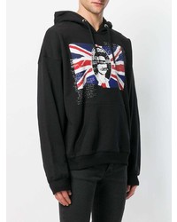 schwarzer bedruckter Pullover mit einem Kapuze von Boy London