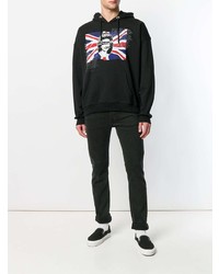 schwarzer bedruckter Pullover mit einem Kapuze von Boy London