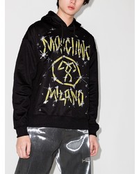 schwarzer bedruckter Pullover mit einem Kapuze von Moschino