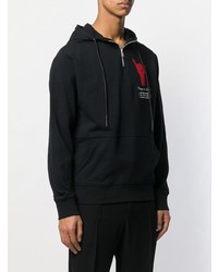 schwarzer bedruckter Pullover mit einem Kapuze von McQ Alexander McQueen