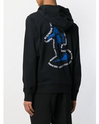 schwarzer bedruckter Pullover mit einem Kapuze von McQ Alexander McQueen