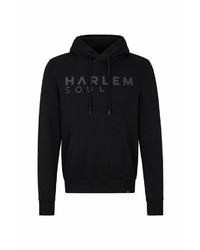 schwarzer bedruckter Pullover mit einem Kapuze von Harlem Soul