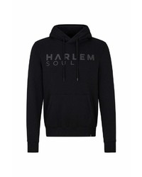 schwarzer bedruckter Pullover mit einem Kapuze von Harlem Soul