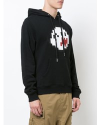 schwarzer bedruckter Pullover mit einem Kapuze von Mostly Heard Rarely Seen 8-Bit