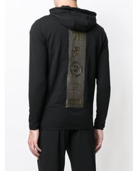 schwarzer bedruckter Pullover mit einem Kapuze von Plein Sport