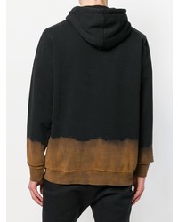 schwarzer bedruckter Pullover mit einem Kapuze von Marcelo Burlon County of Milan