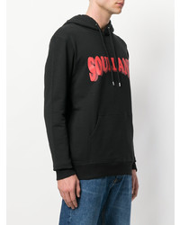 schwarzer bedruckter Pullover mit einem Kapuze von Soulland