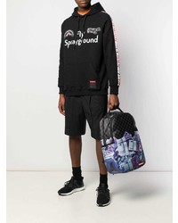 schwarzer bedruckter Pullover mit einem Kapuze von Sprayground