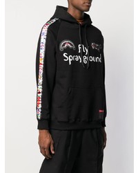 schwarzer bedruckter Pullover mit einem Kapuze von Sprayground