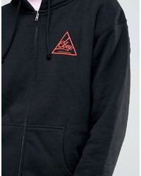 schwarzer bedruckter Pullover mit einem Kapuze von Obey