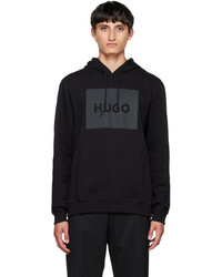 schwarzer bedruckter Pullover mit einem Kapuze von Hugo