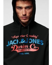 schwarzer bedruckter Pullover mit einem Kapuze von Jack & Jones