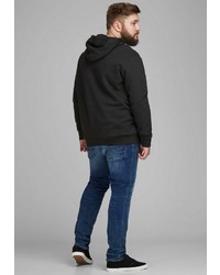 schwarzer bedruckter Pullover mit einem Kapuze von Jack & Jones