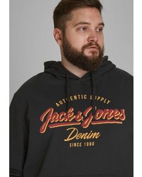 schwarzer bedruckter Pullover mit einem Kapuze von Jack & Jones