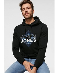 schwarzer bedruckter Pullover mit einem Kapuze von Jack & Jones