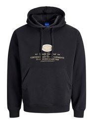 schwarzer bedruckter Pullover mit einem Kapuze von Jack & Jones