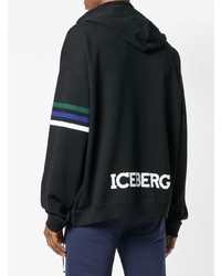 schwarzer bedruckter Pullover mit einem Kapuze von Iceberg