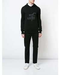 schwarzer bedruckter Pullover mit einem Kapuze von Saint Laurent