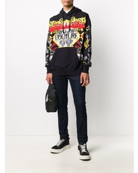 schwarzer bedruckter Pullover mit einem Kapuze von VERSACE JEANS COUTURE