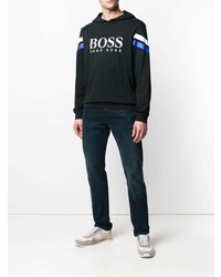 schwarzer bedruckter Pullover mit einem Kapuze von BOSS HUGO BOSS