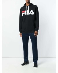 schwarzer bedruckter Pullover mit einem Kapuze von Fila