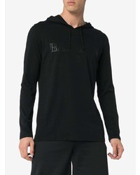 schwarzer bedruckter Pullover mit einem Kapuze von Balmain