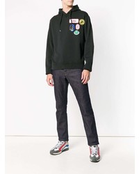 schwarzer bedruckter Pullover mit einem Kapuze von DSQUARED2