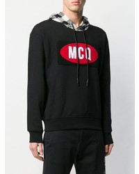 schwarzer bedruckter Pullover mit einem Kapuze von McQ Alexander McQueen