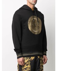 schwarzer bedruckter Pullover mit einem Kapuze von VERSACE JEANS COUTURE