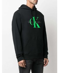 schwarzer bedruckter Pullover mit einem Kapuze von Calvin Klein Jeans